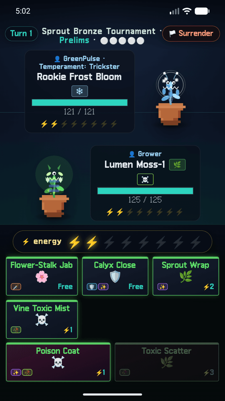 BloomStrike — battling in a tournament match